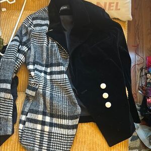 Stylish Black and Gray Women's Asymmetrical Blazer